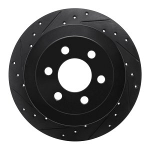 Dodge Dakota Brake Rotor (1) - Rear Left - R1 Concepts - Drilled & Slotted - Black - `03-`04